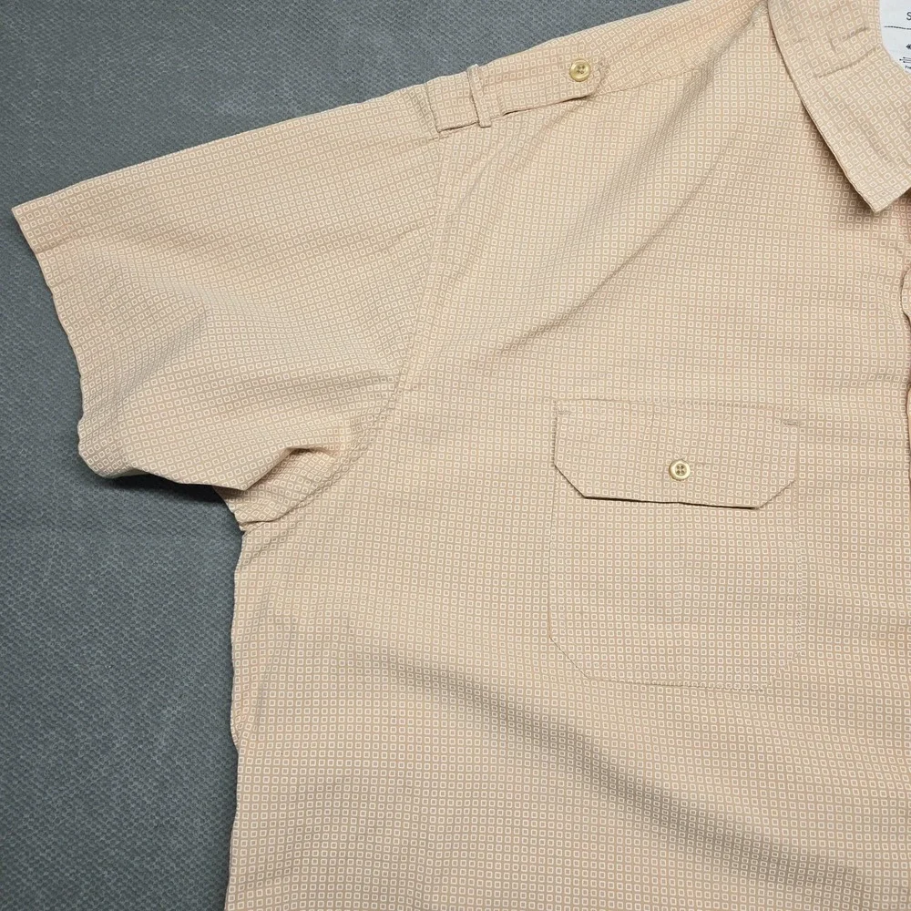 Steve's Jeans Shirt Mens‎ 3XL Beige Geometric Short Sleeve Button Up Casual